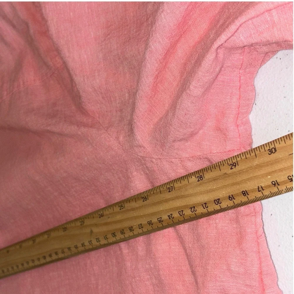 CATHERINES Linen Button Down Shirt Pink Long Sleeve Womens Pink‎ Cotton 3/4 3X